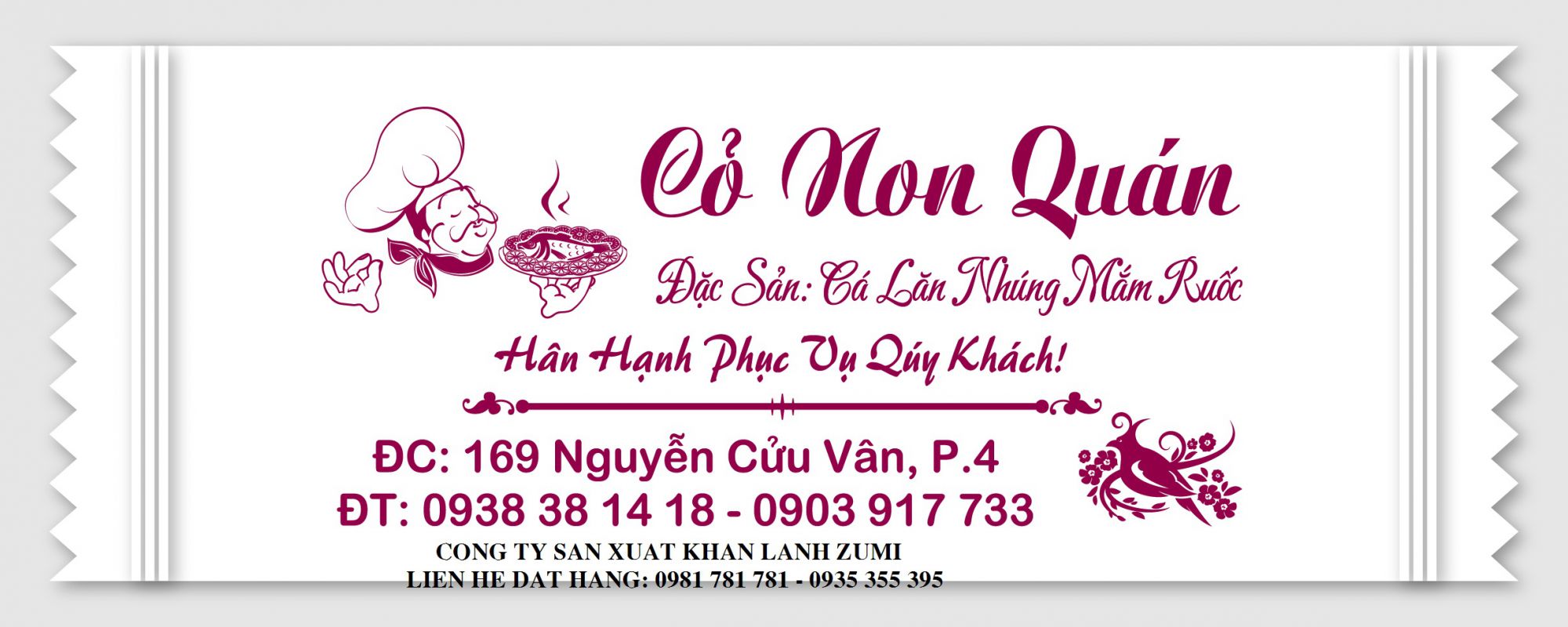 in khăn lạnh củ chi