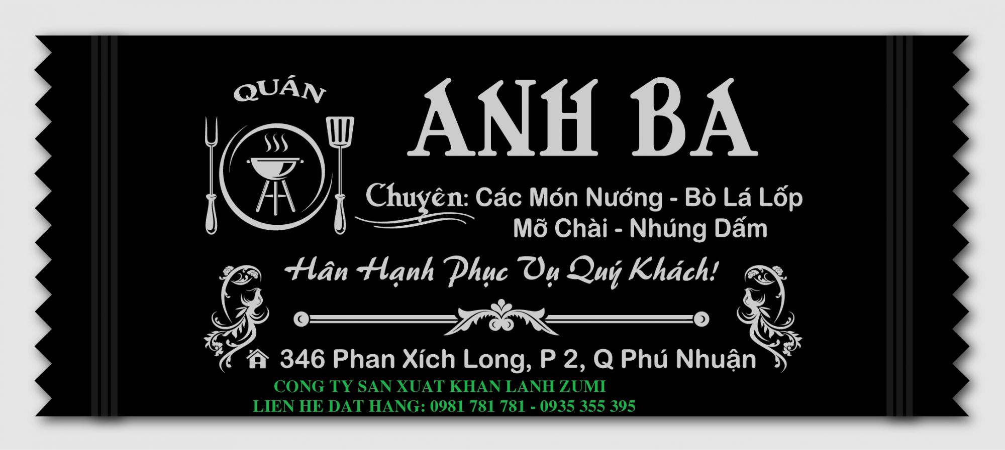in khăn lạnh quán cafe