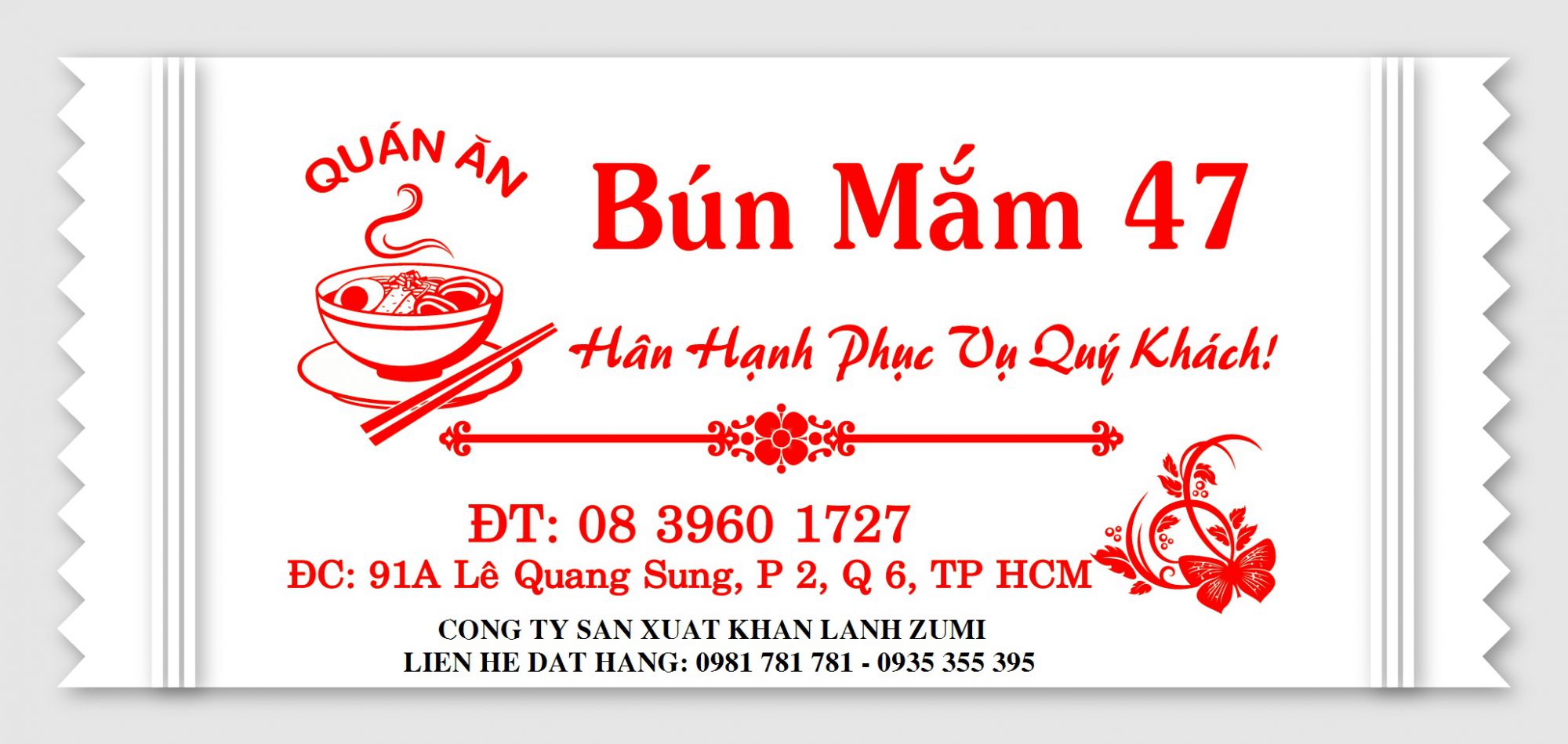 in khăn lạnh nhà hàng quận 7