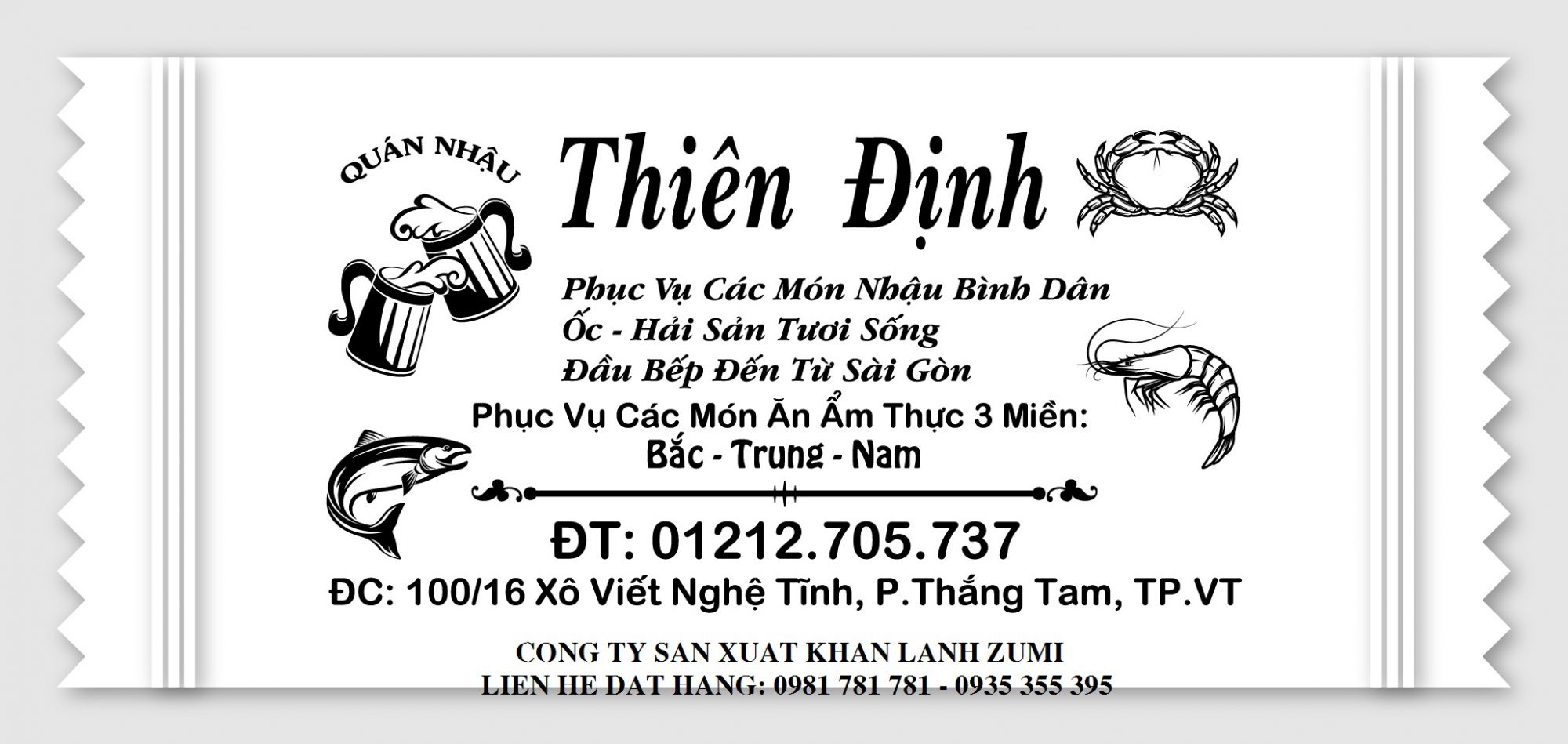 in khăn lạnh nhà hàng